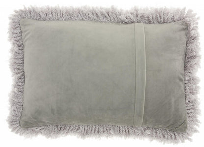 14" X 20" Light Gray Knubby Plush Throw Pillow