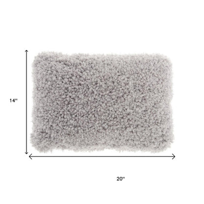 14" X 20" Light Gray Knubby Plush Throw Pillow