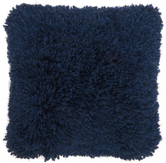 Fluffy Navy Shag Accent Throw Pillow