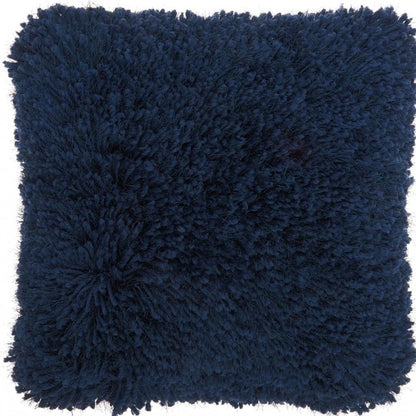 Fluffy Navy Shag Accent Throw Pillow
