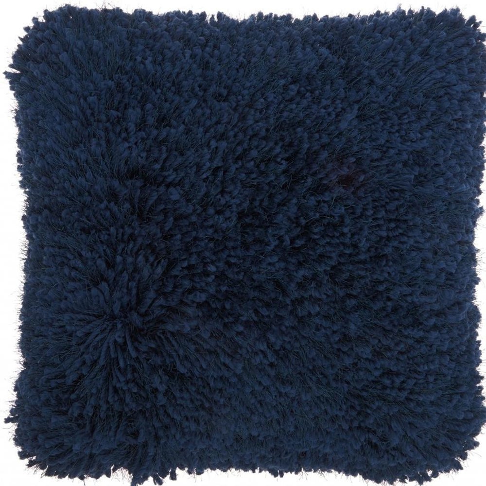 Fluffy Navy Shag Accent Throw Pillow