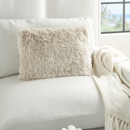 14" X 20" Beige Throw Pillow