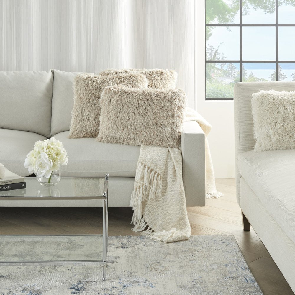 14" X 20" Beige Throw Pillow