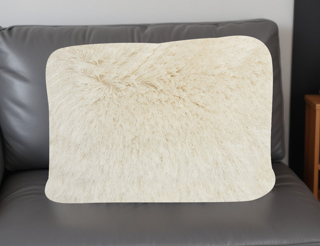 Cream Super Shaggy Throw Pillow