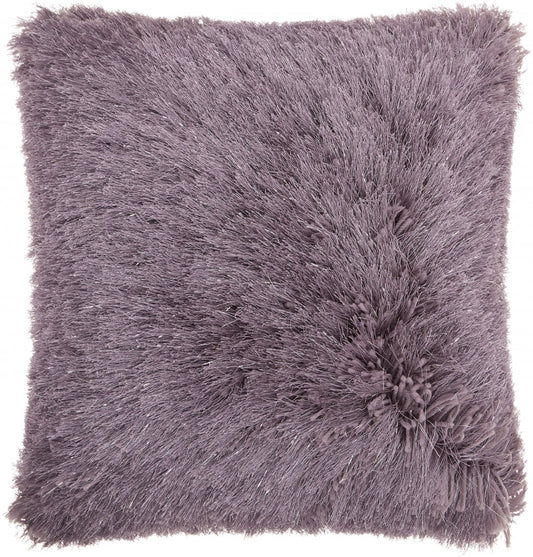 Plush Lavendar Shag Accent Throw Pillow