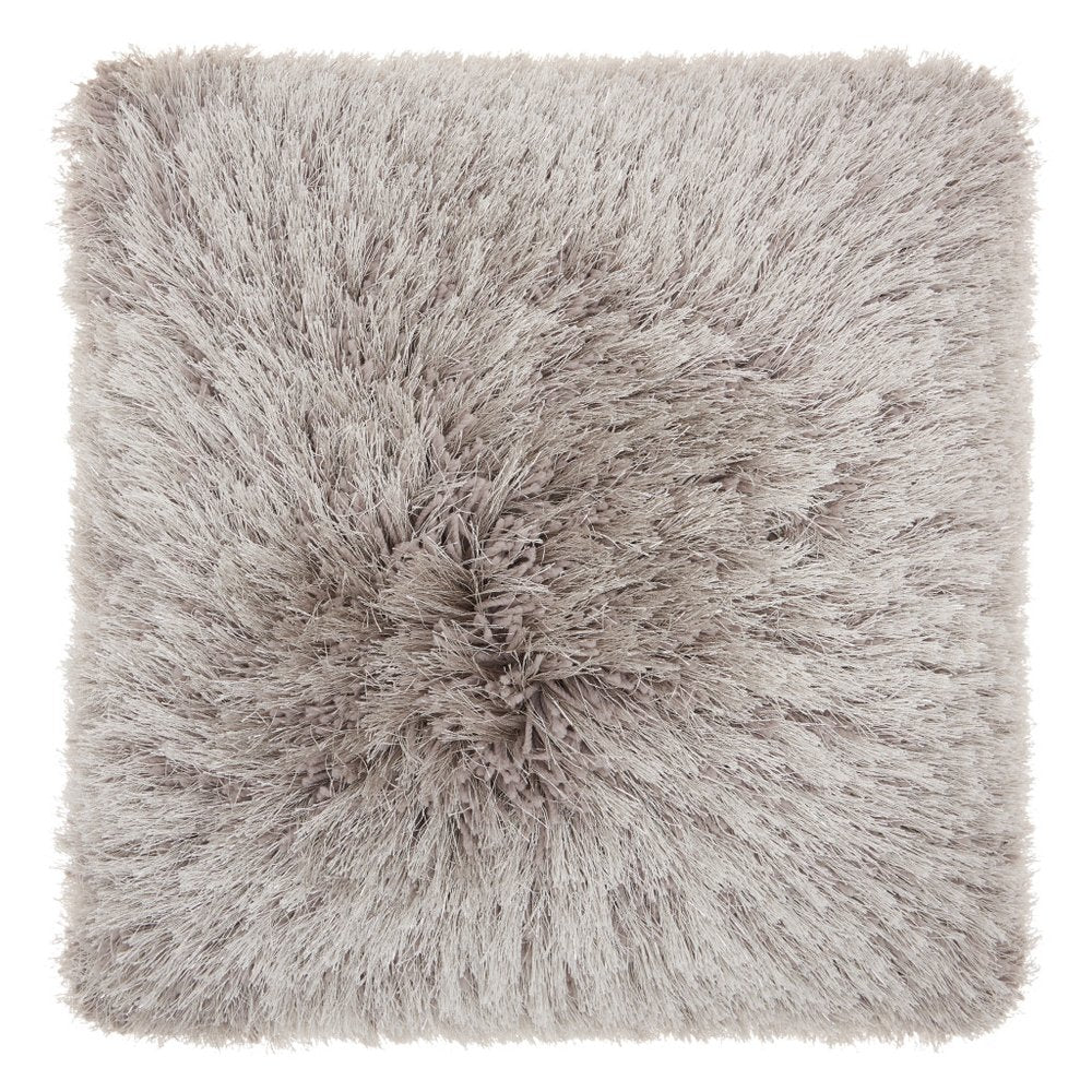 20" Light Gray Shag Accent Throw Pillow