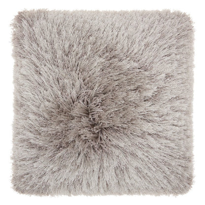 20" Light Gray Shag Accent Throw Pillow