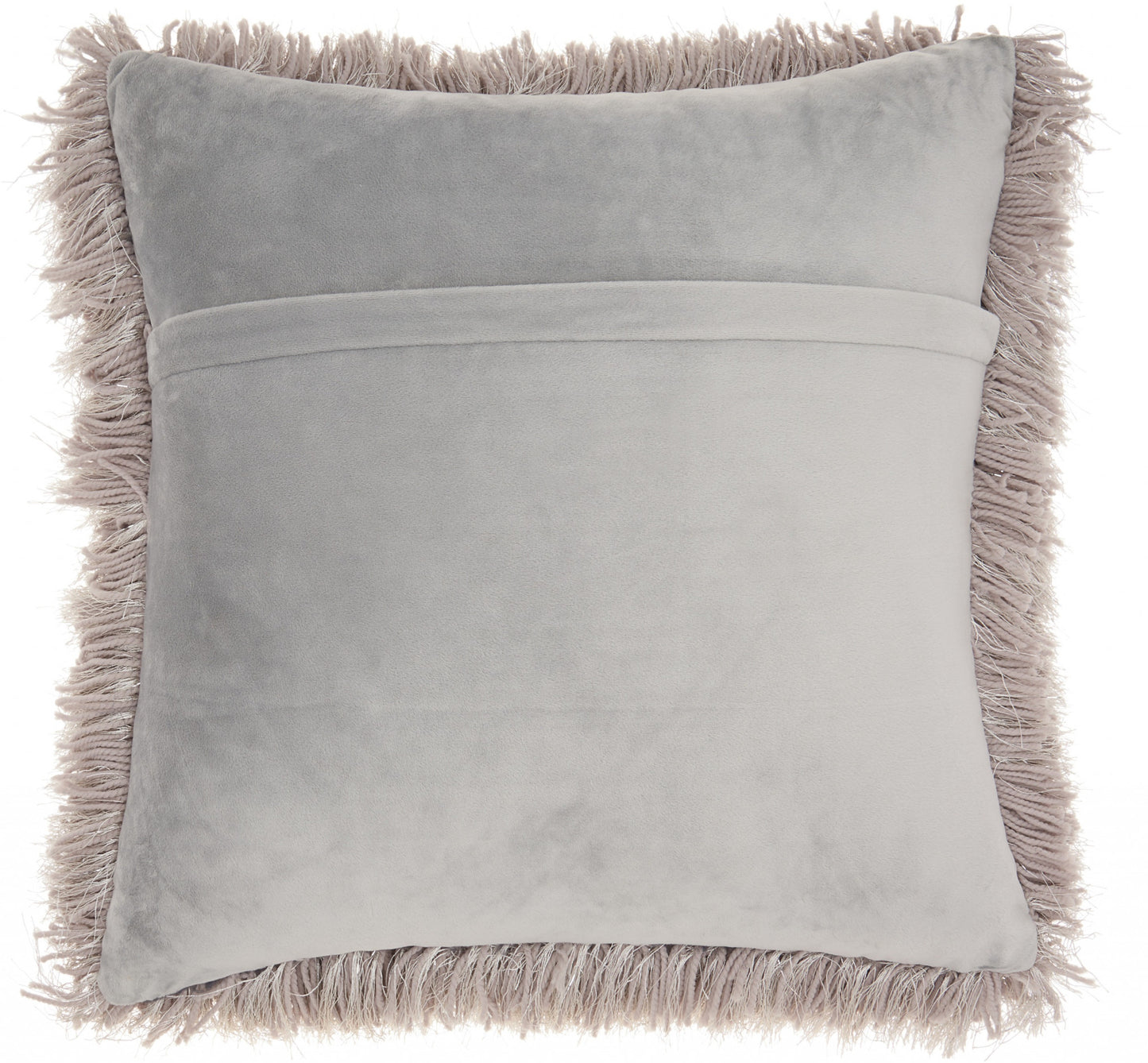 20" Light Gray Shag Accent Throw Pillow