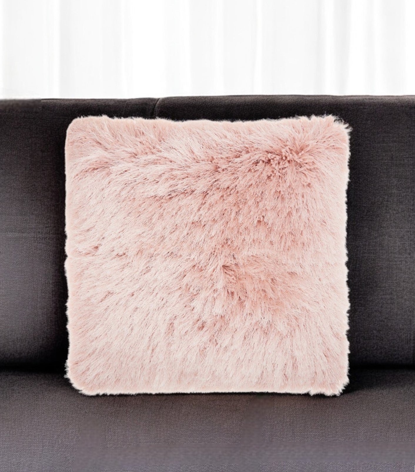 20" Plush Rose Shag Accent Throw Pillow