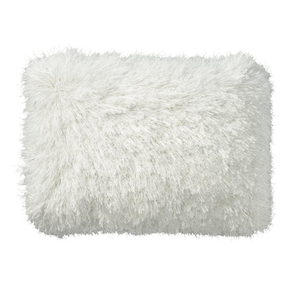14" X 20" White Super Shaggy Throw Pillow
