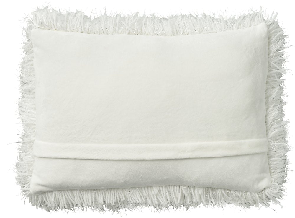 14" X 20" White Super Shaggy Throw Pillow