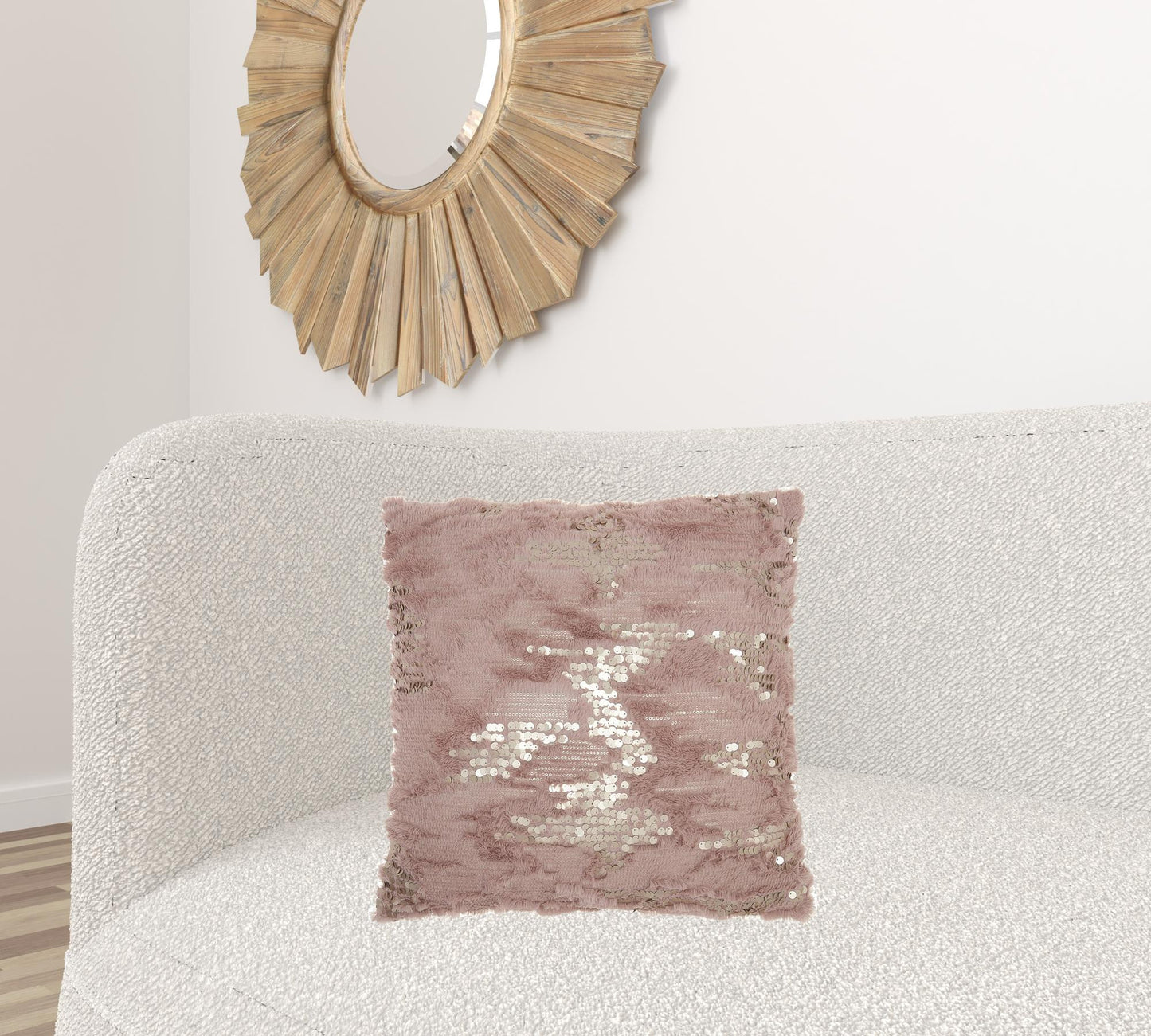 Sequined Blush Accent Throw Pillow