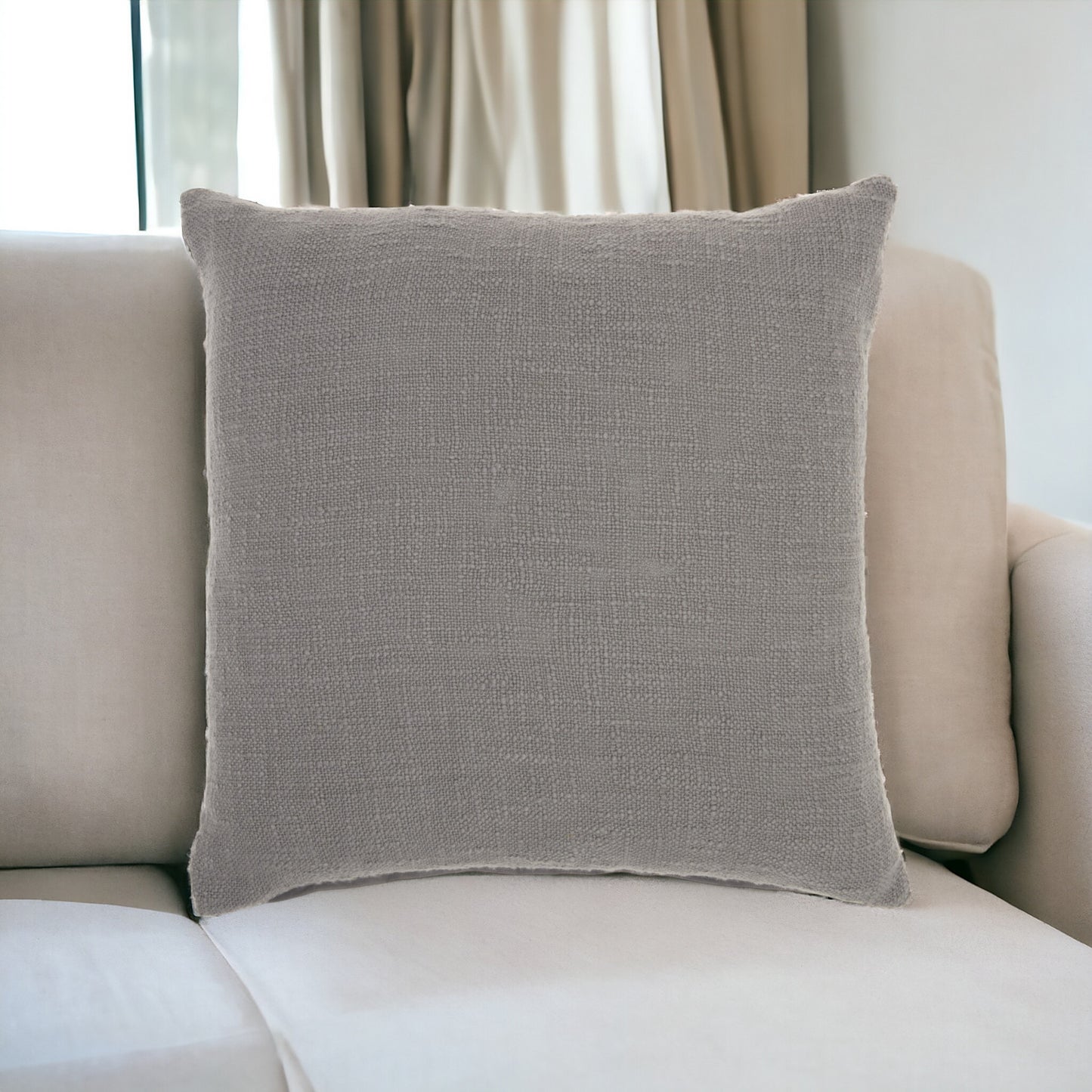 Gray Solid Woven Throw Pillow