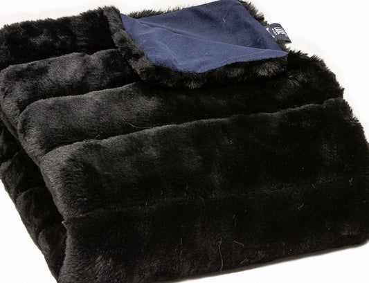 Black Faux Fur Solid Color Plush Throw