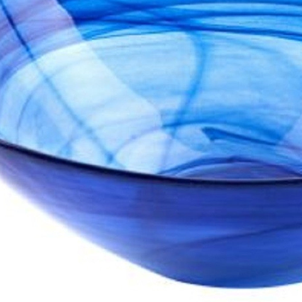 Set Of Two Modern Soft Square Blue Swirl Glass Bowls