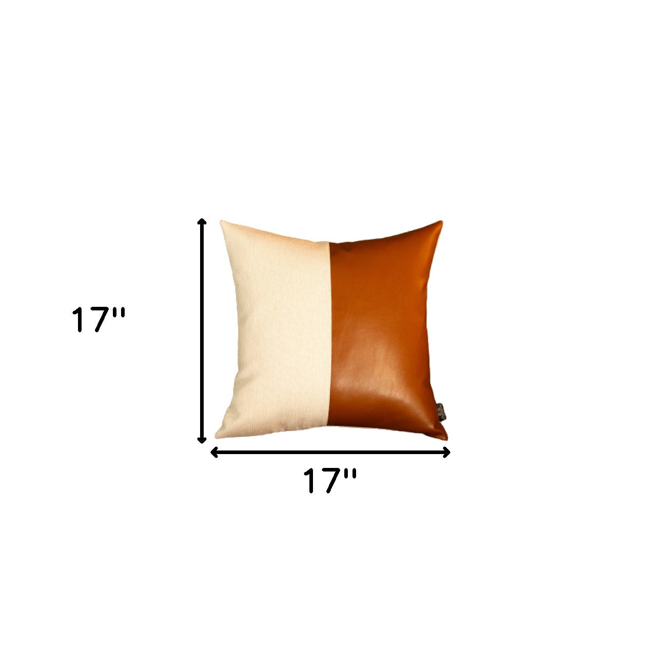Bisected Brown And White Faux Leather Pillow Cover