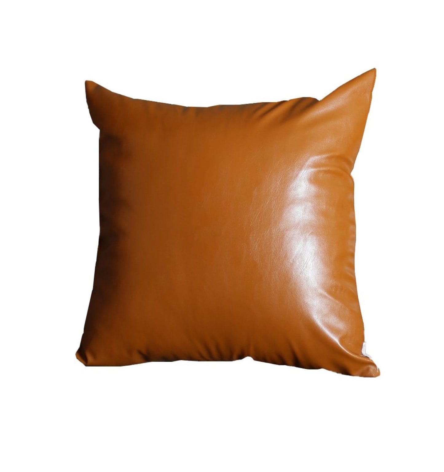 20" X 20" Solid Brown Faux Leather Decorative Pillow Cover