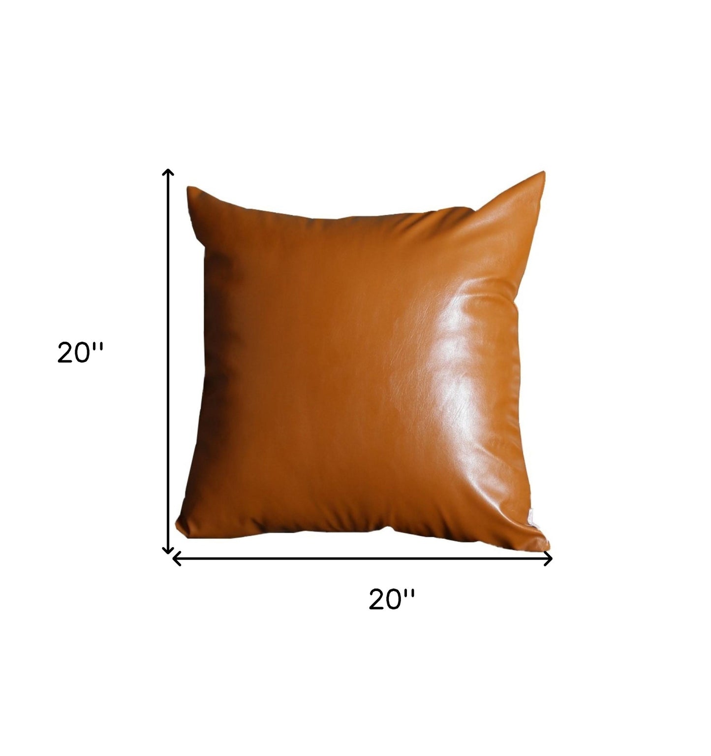 20" X 20" Solid Brown Faux Leather Decorative Pillow Cover