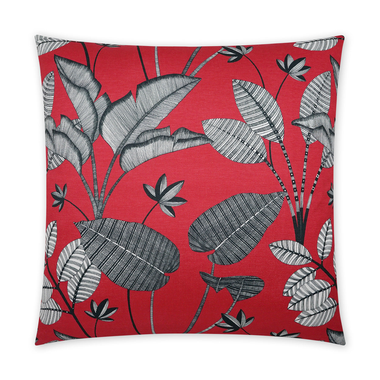 D.V. KAP HOME   24" x 24" Luzon Pillow - Red Floral, Transitional    - 3869-R-2424