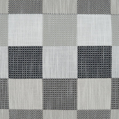 24" x 24" pillow in grayscale geometric domino pattern with a woven texture.