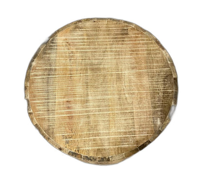 20" Natural Distressed Solid Wood Round Drum End Table