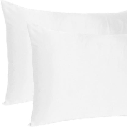 White Dreamy Set Of 2 Silky Satin King Pillowcases