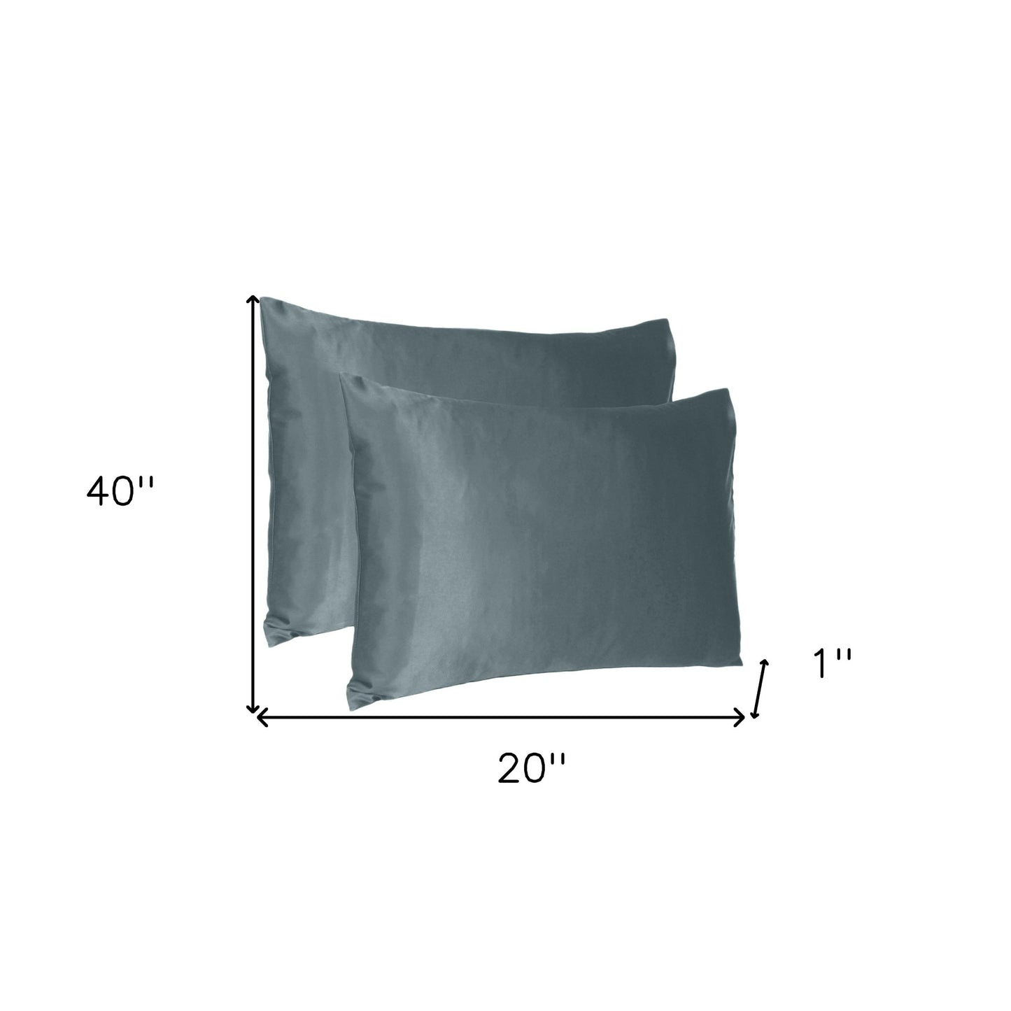 Gray Dreamy Set Of 2 Silky Satin King Pillowcases