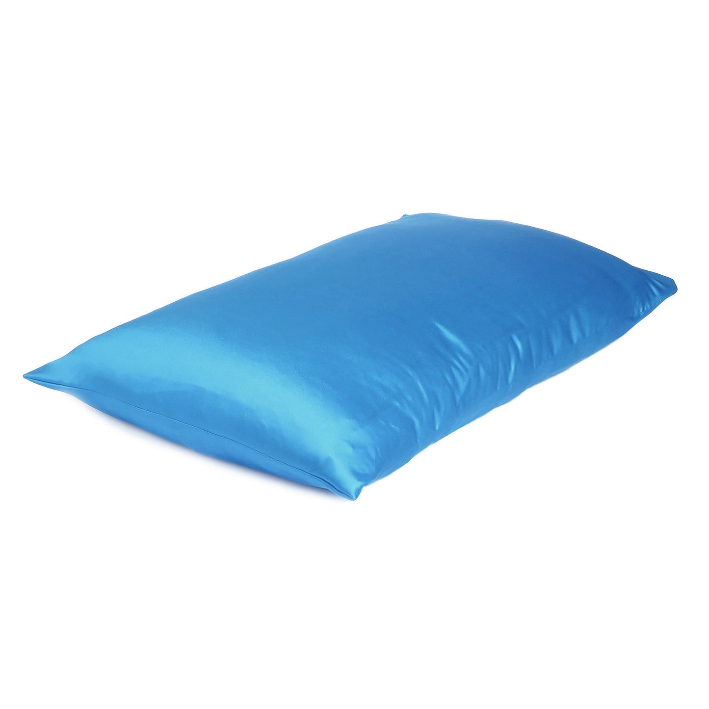 Set of Two Bright Blue Dreamy Silky Satin King Pillowcases