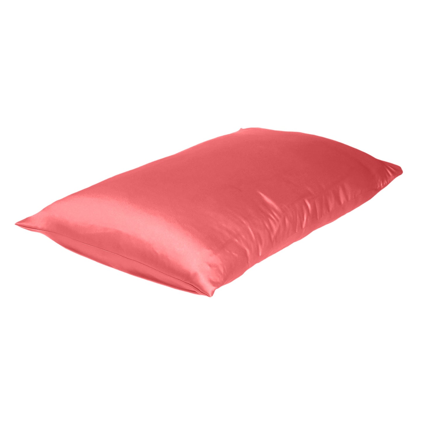 Coral Dreamy Set Of 2 Silky Satin Standard Pillowcases