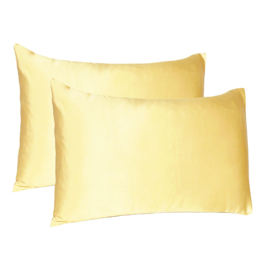 Gold Dreamy Set Of 2 Silky Satin Standard Pillowcases