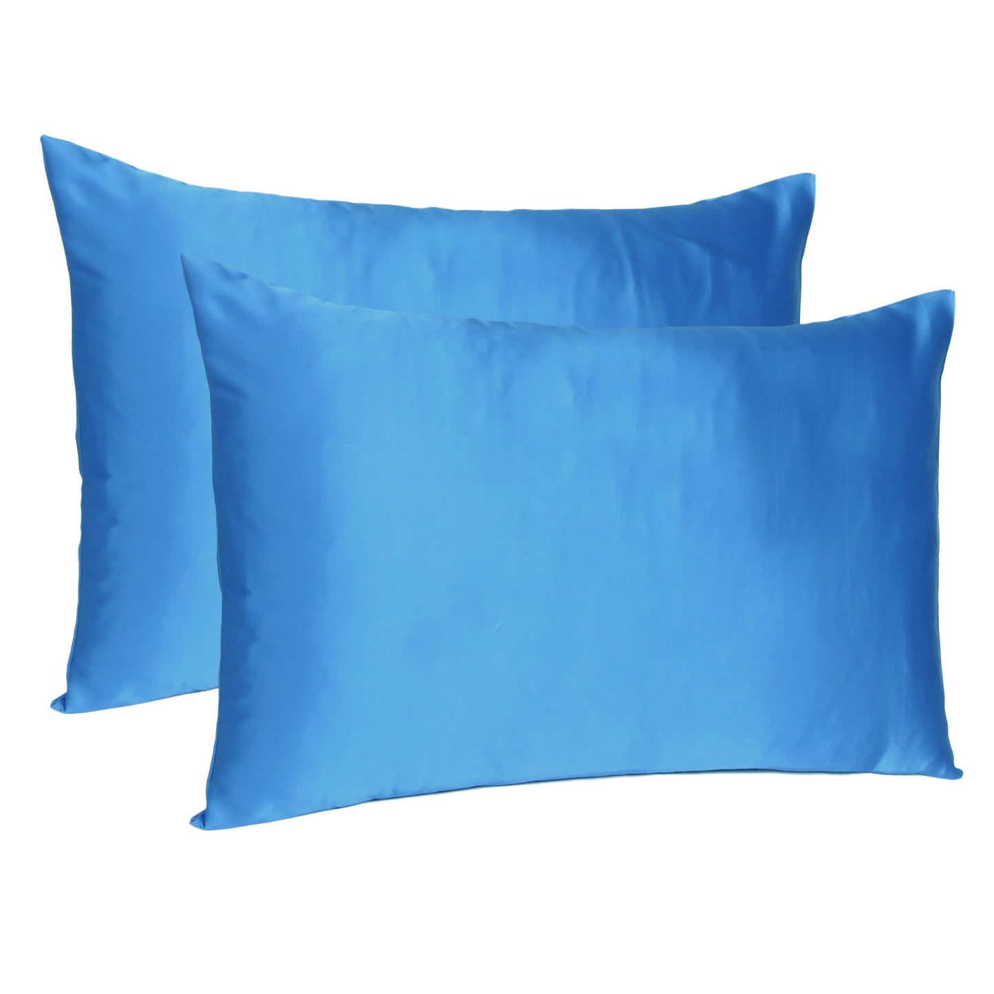 Bright Blue Dreamy Set Of 2 Silky Satin Standard Pillowcases