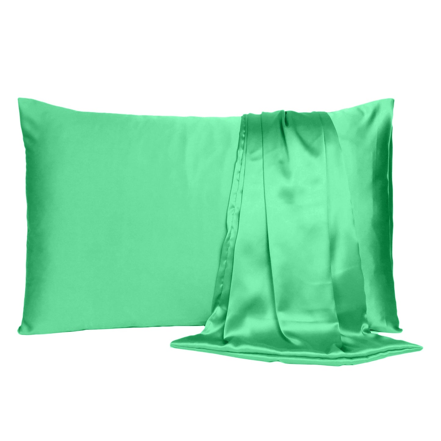 Green Dreamy Set Of 2 Silky Satin Standard Pillowcases