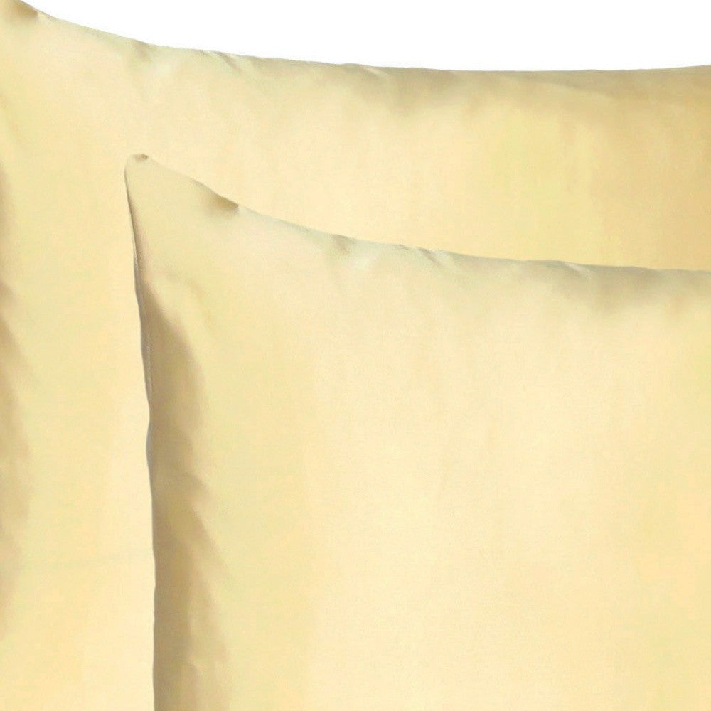 Pale Yellow Dreamy Set Of 2 Silky Satin Queen Pillowcases