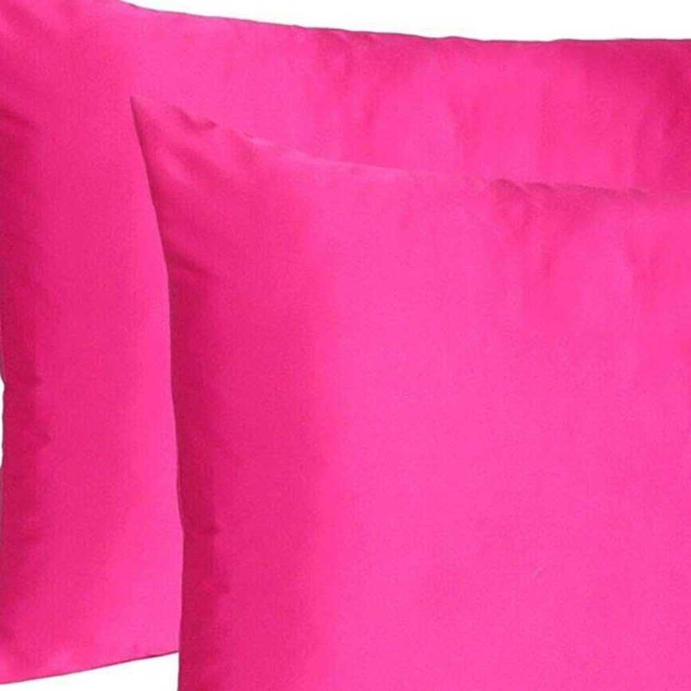 Two Piece Fuchsia Satin And Satin Pillowcases Envelope