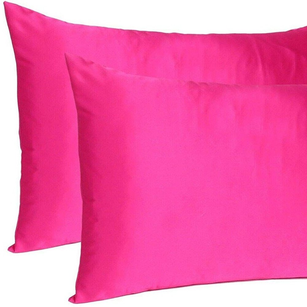 Two Piece Fuchsia Satin And Satin Pillowcases Envelope
