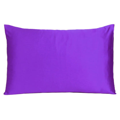 Set of Two Bright Purple Dreamy Silky Satin Queen Pillowcases