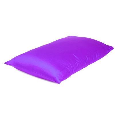 Set of Two Bright Purple Dreamy Silky Satin Queen Pillowcases
