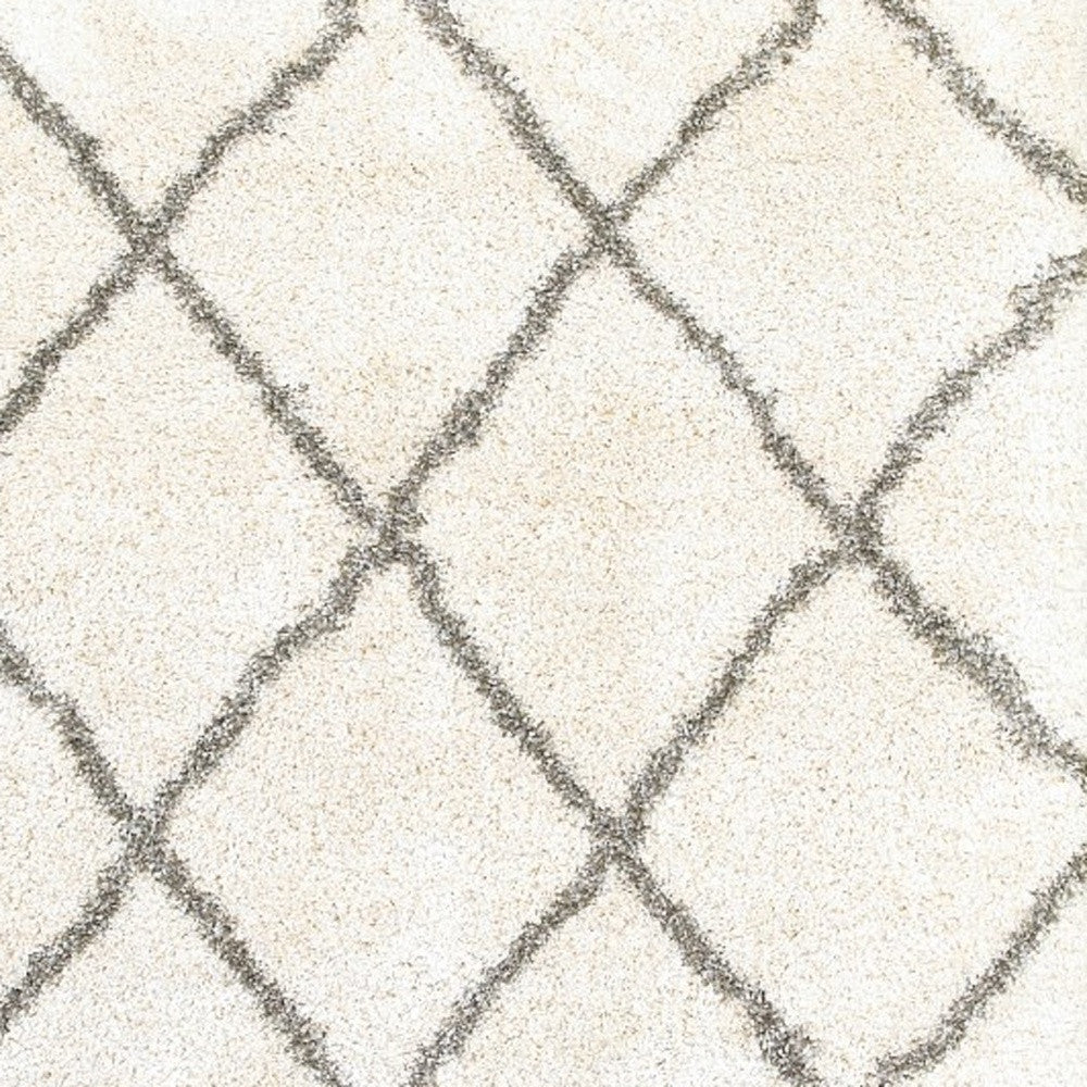 10' X 13' Ivory And Gray Geometric Lattice Area Rug