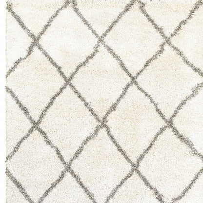 2' X 3' Ivory And Gray Geometric Lattice Scatter Rug