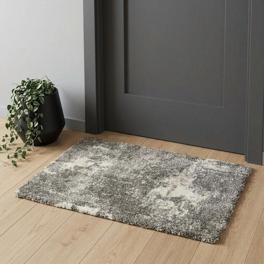 8' X 11' Gray And Ivory Distressed Abstract Area Rug