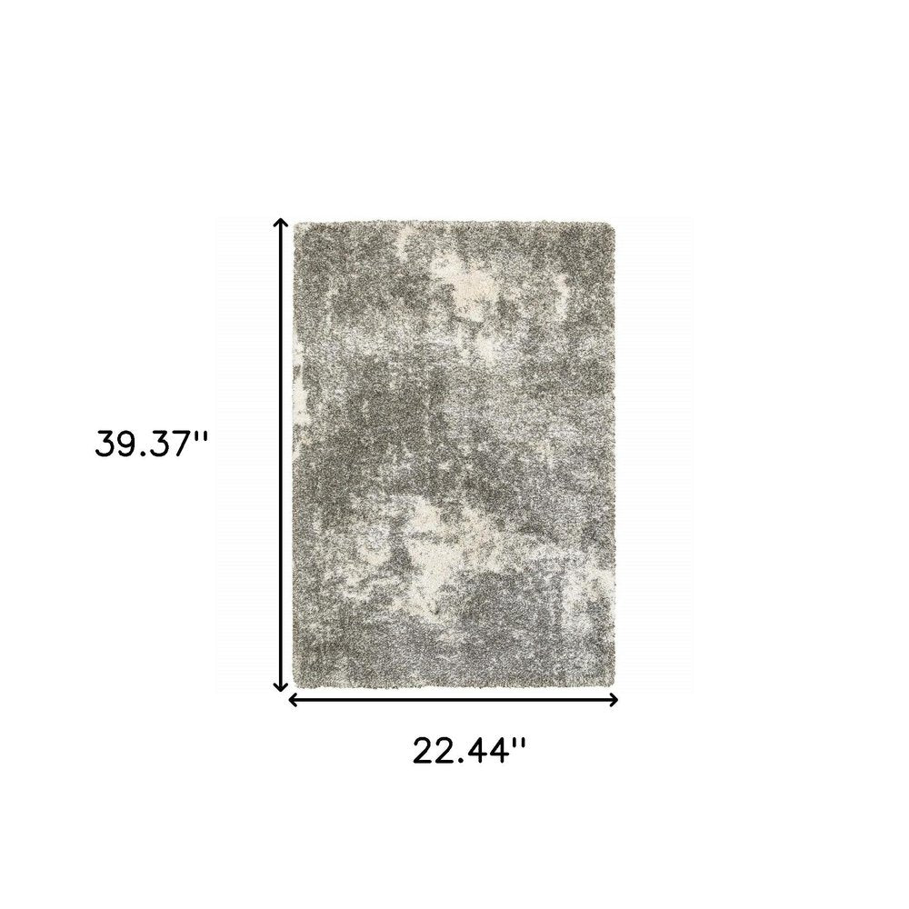 7' X 10' Gray And Ivory Distressed Abstract Area Rug