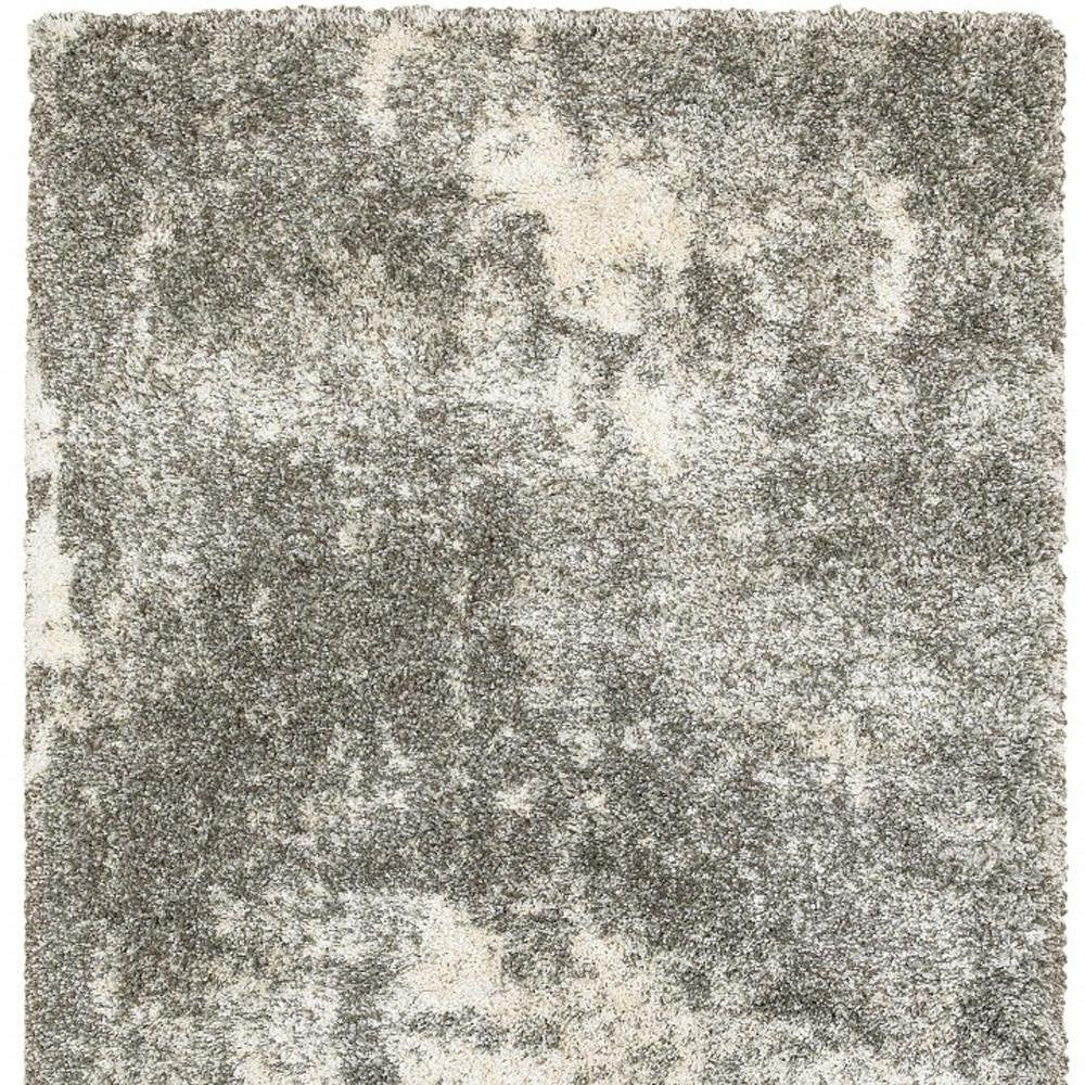 7' X 10' Gray And Ivory Distressed Abstract Area Rug