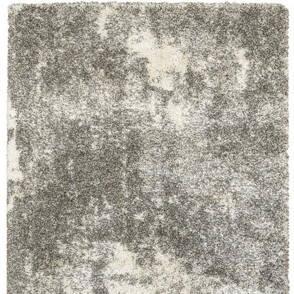 8' X 11' Gray And Ivory Distressed Abstract Area Rug