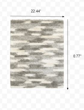 8' X 11' Gray And Ivory Geometric Pattern Area Rug