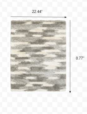 2' X 3' Gray And Ivory Geometric Pattern Scatter Rug
