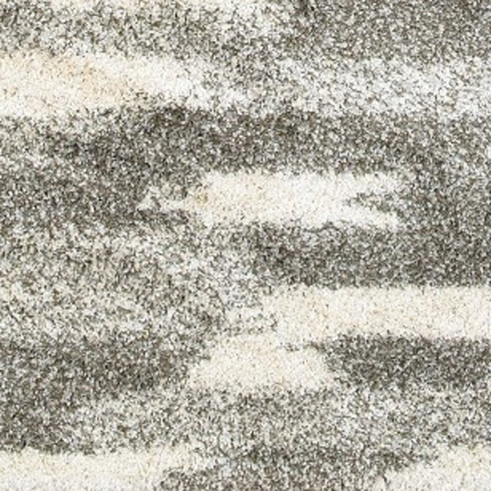 7' X 10' Gray And Ivory Geometric Pattern Area Rug