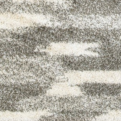 5' X 8' Gray And Ivory Geometric Pattern Area Rug