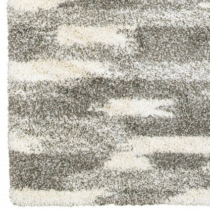 5' X 8' Gray And Ivory Geometric Pattern Area Rug
