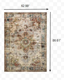 2' X 8' Gray And Rust Distressed Medallion Runner Rug