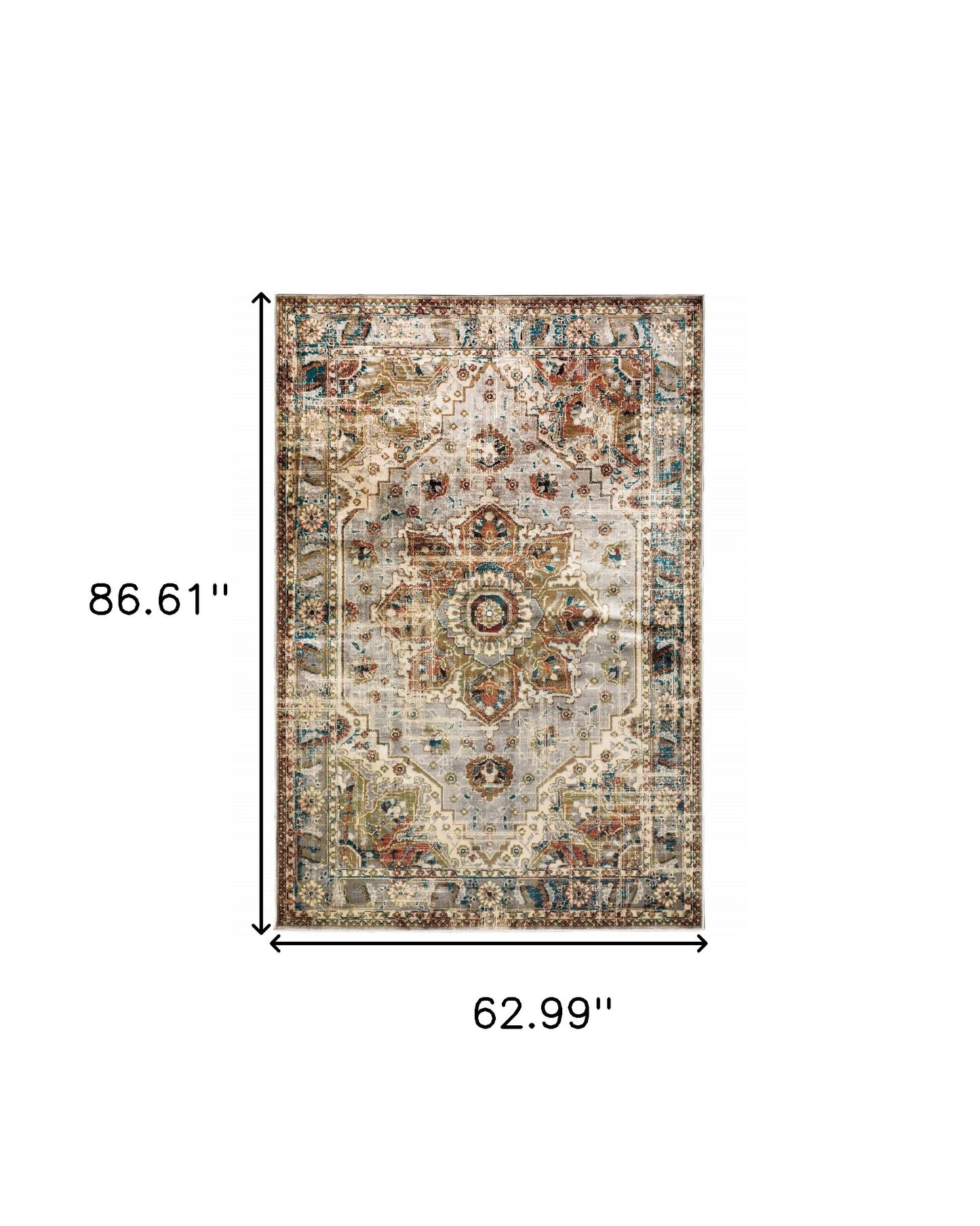 2' X 8' Gray And Rust Distressed Medallion Runner Rug